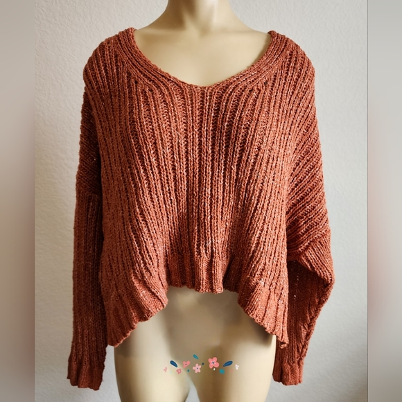 🏷🆕️ Cotton On Cropped Open Knit Pullover  sweater- Arabian Spice - L - Picture 7 of 15